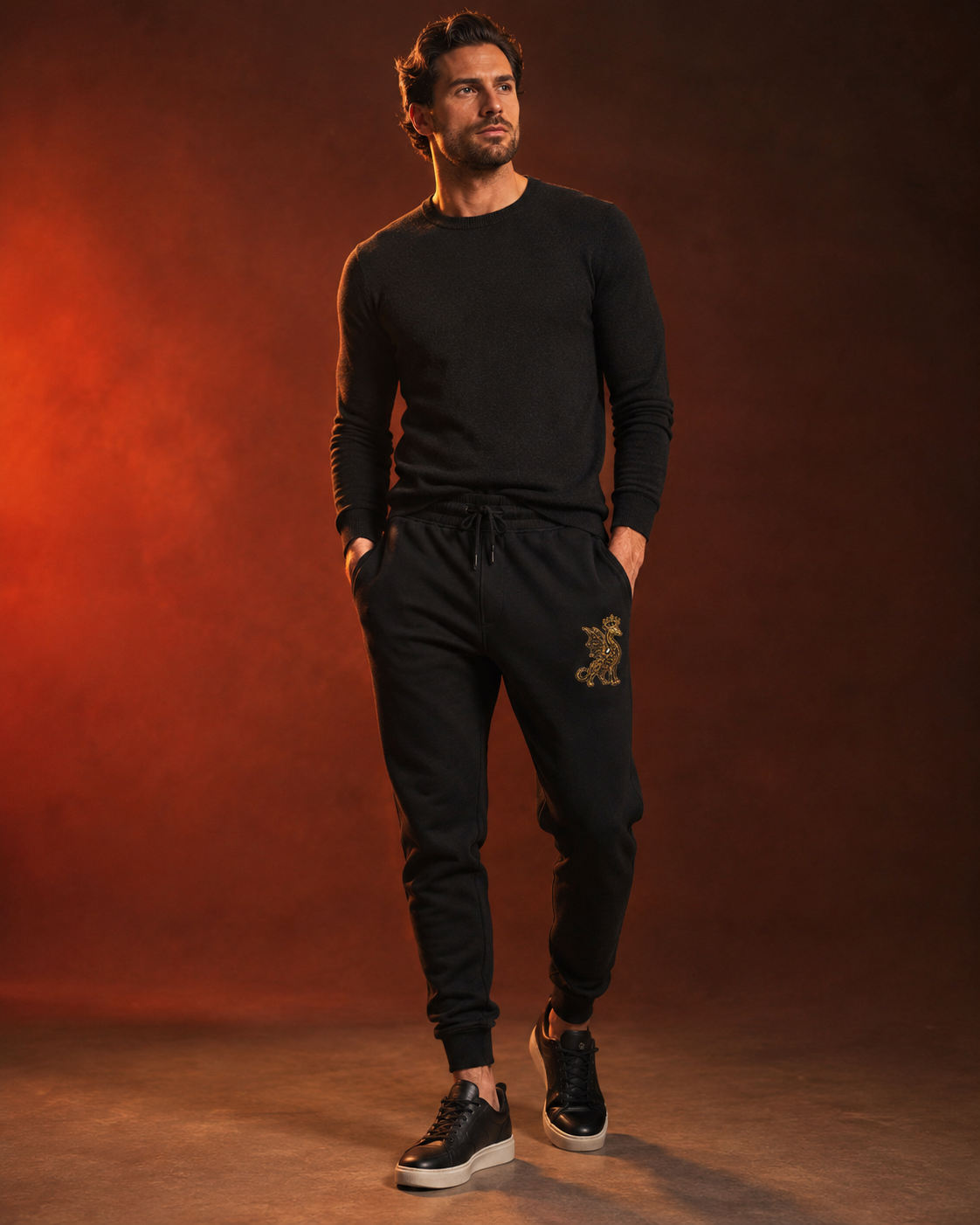 KingShadP Embroidered Giragon Sweatpants — product view 1